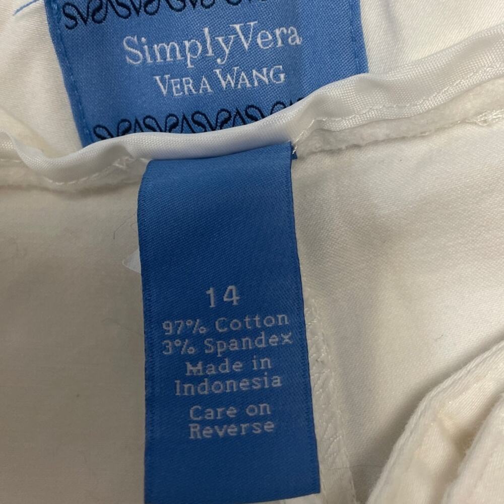 Simply Vera Time & Tru Womens Large Cropped White Cotton Blend Capri Pants - Picture 9 of 10